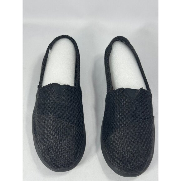 Bobs From Skechers Womens size 9.5 Slip-On Shoes Size 9.5 Black Woven Textile Up - Picture 1 of 16